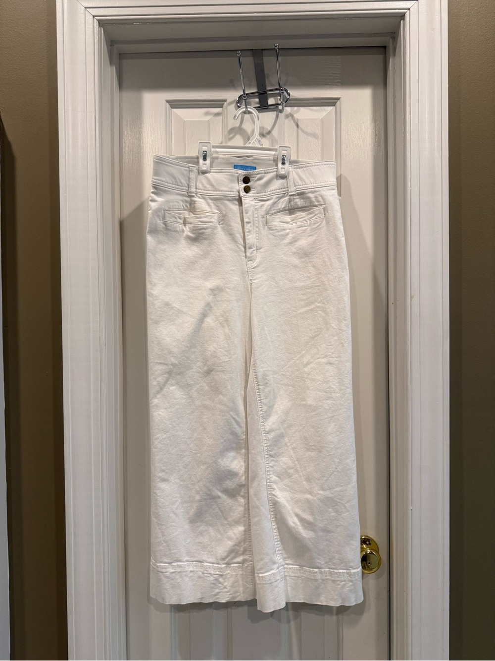 Draper James Cream Wide-Leg Jeans